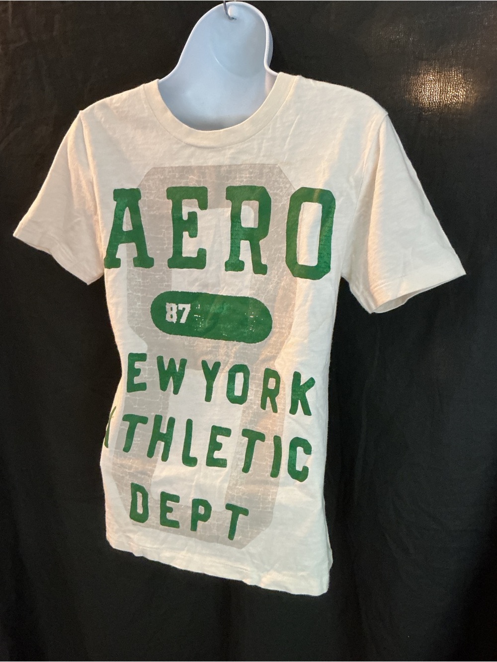 Aeropostale White Tee with Green Stripes